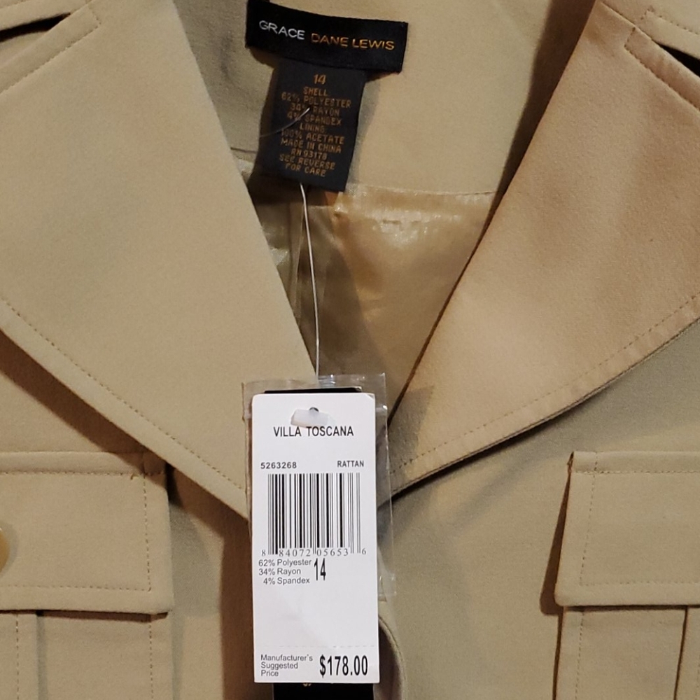 Nwt Grace Dane Lewis jacket size 14 $178